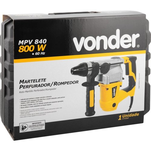 Martelete Perfurador e Rompedor 800 watts 4 joules com maleta SDS Plus - MPV840 220V Martelete Perfurador e Rompedor 800 watts 4 joules com maleta SDS Plus - MPV840 220V