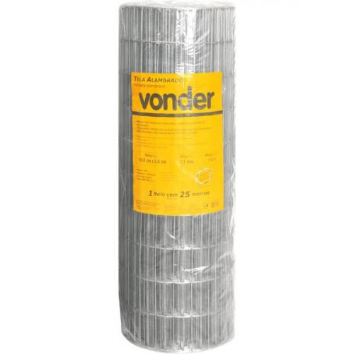 Tela alambrado malha 10 x 5 cm fio 1,9 mm com 1,0 x 25 m   