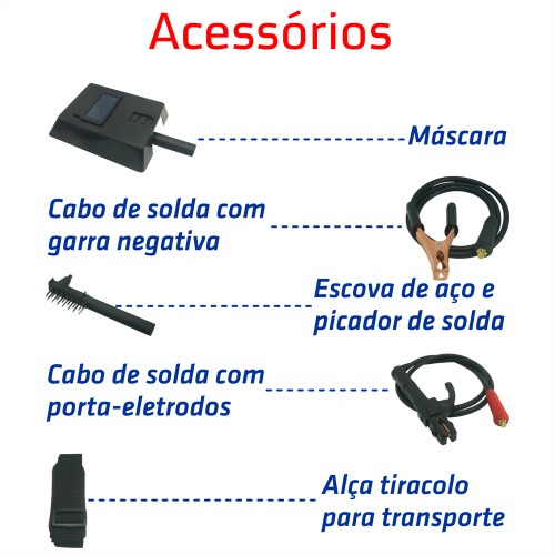 Inversora de solda painel digital 160A para eletrodo revestido e Tig - SMI160 220V Inversora de solda painel digital 160A para eletrodo revestido e Tig - SMI160 220V