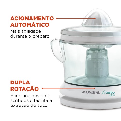 Espremedor de frutas 25 watts dupla rota��o Power Turbo Citrus - E-01  110V