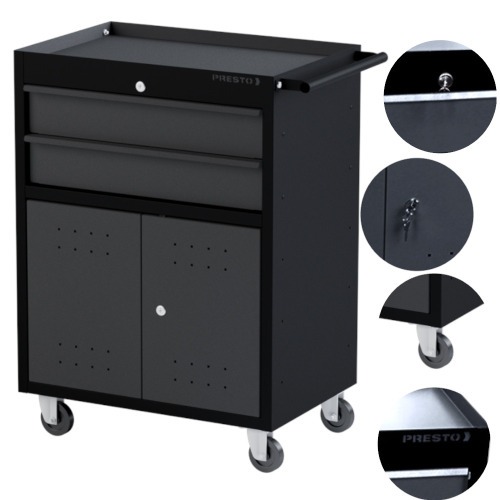 Carrinho para ferramentas com 2 gavetas e 2 portas - Dark Carrinho para ferramentas com 2 gavetas e 2 portas - Dark