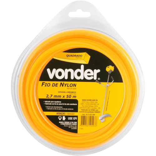 Fio de nylon quadrado 2,7 mm x 50 metros para roçadeira - 33.73.027.050 Fio de nylon quadrado 2,7 mm x 50 metros para roçadeira - 33.73.027.050
