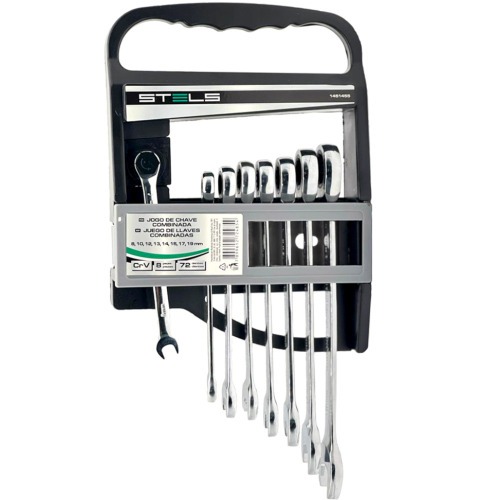 Jogo de chave combinada com catraca 8 a 19 mm com 8 pe�as - 1451455