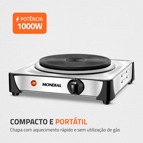Fogão elétrico de mesa 1 prato 1.000 watts - Fast Cook 220V Fogão elétrico de mesa 1 prato 1.000 watts - Fast Cook 220V