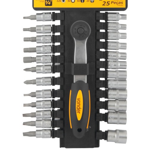 Jogo de soquete sextavado 4 a 13 mm com 25 peças Jogo de soquete sextavado 4 a 13 mm com 25 peças