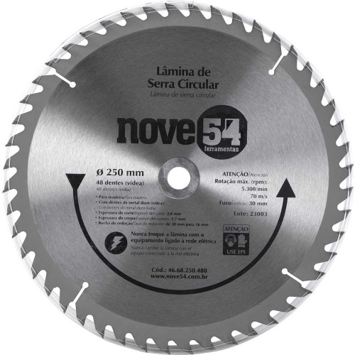 Disco de serra para madeira 250 x 30 mm 48 dentes