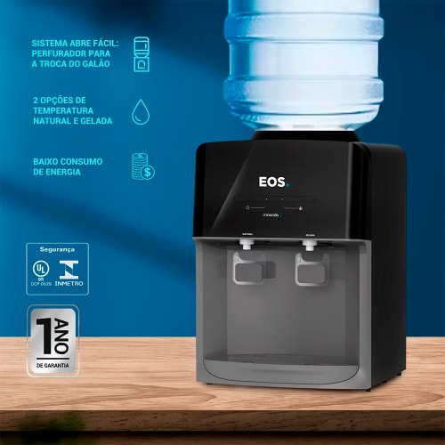 Bebedouro de mesa refrigerado eletr�nico preto Mineralle - EBE03P  110V/220V
