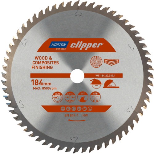 Disco de serra para madeira 184 x 20 mm 60 dentes - Clipper