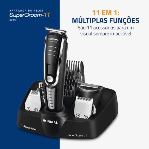 Aparador de pelos 11 em 1 Super Groom - BG-05 110V/220V Aparador de pelos 11 em 1 Super Groom - BG-05 110V/220V
