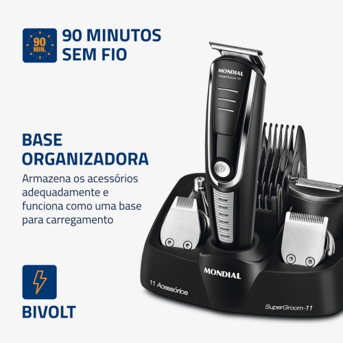 Aparador de pelos 11 em 1 Super Groom - BG-05 110V/220V Aparador de pelos 11 em 1 Super Groom - BG-05 110V/220V