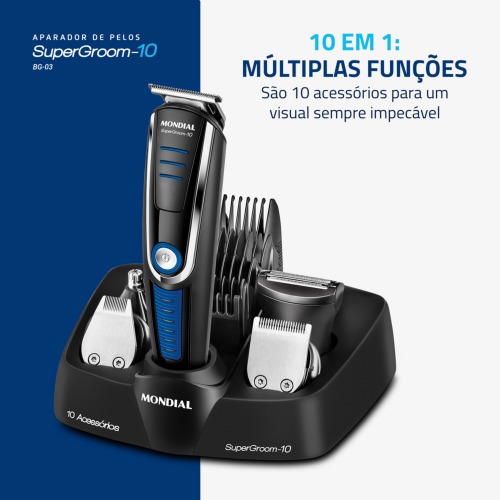 Aparador de pelos 10 em 1 Super Groom - BG-03 110V/220V Aparador de pelos 10 em 1 Super Groom - BG-03 110V/220V