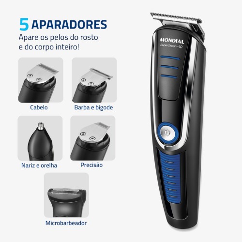 Aparador de pelos 10 em 1 Super Groom - BG-03 110V/220V Aparador de pelos 10 em 1 Super Groom - BG-03 110V/220V