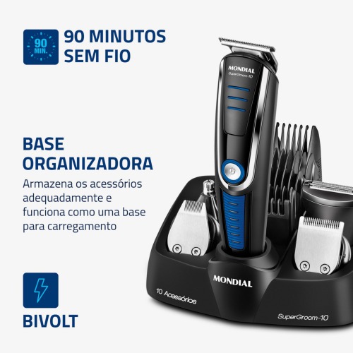 Aparador de pelos 10 em 1 Super Groom - BG-03 110V/220V Aparador de pelos 10 em 1 Super Groom - BG-03 110V/220V