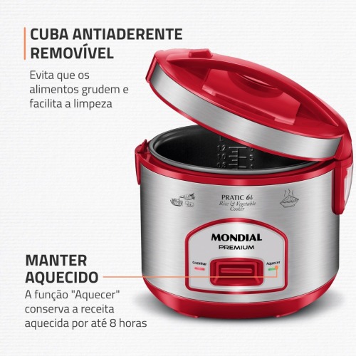Panela el�trica de arroz 6 x�caras Pratic Rice 6i Red - PE-45-6X  110V