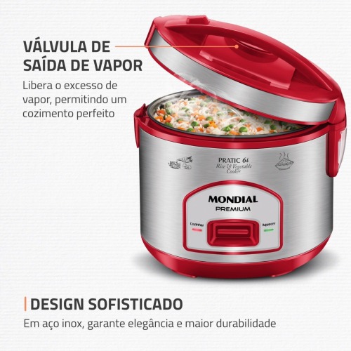 Panela el�trica de arroz 6 x�caras Pratic Rice 6i Red - PE-45-6X  110V