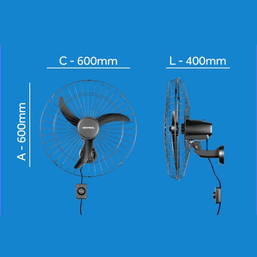 Ventilador de parede 60 cm oscilante preto - New 220V Ventilador de parede 60 cm oscilante preto - New 220V