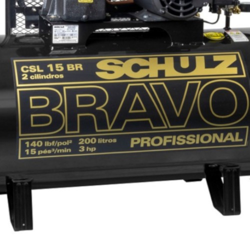Compressor de ar 15 pés 200L 3 hp 140 libras trifásico Bravo - CSL15BR/200 Compressor de ar 15 pés 200L 3 hp 140 libras trifásico Bravo - CSL15BR/200