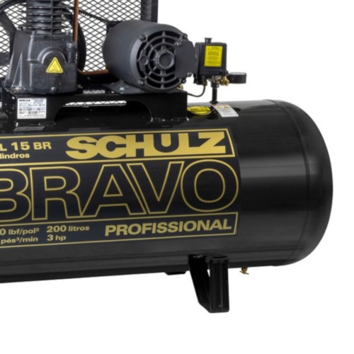 Compressor de ar 15 pés 200L 3 hp 140 libras trifásico Bravo - CSL15BR/200 Compressor de ar 15 pés 200L 3 hp 140 libras trifásico Bravo - CSL15BR/200
