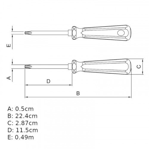 Chave hexalobular reta com cabo t-27 aço cromo vanádio - 44350027 Chave hexalobular reta com cabo t-27 aço cromo vanádio - 44350027