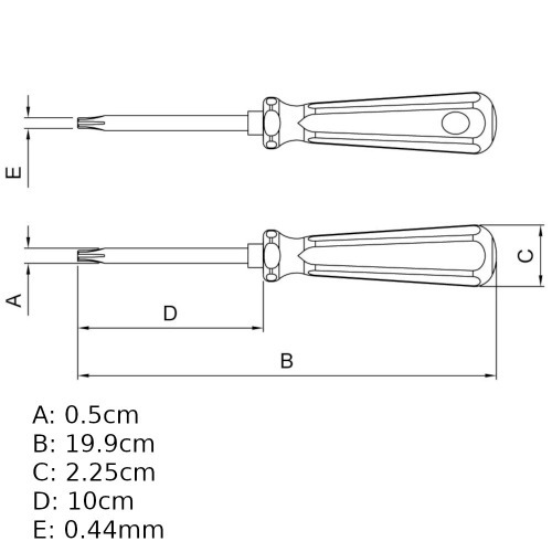 Chave hexalobular reta com cabo T-25 aço cromo vanádio - 44350025 Chave hexalobular reta com cabo T-25 aço cromo vanádio - 44350025