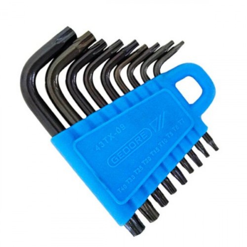Jogo de chave hexalobular tipo L T7 a T40 com 9 pe�as - 43TX-09