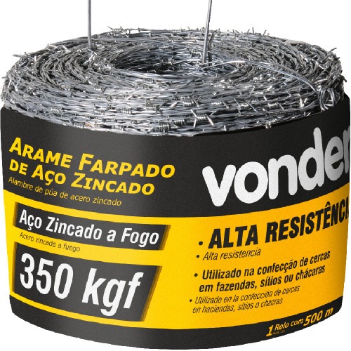 Arame farpado 350kgf rolo 500 metros