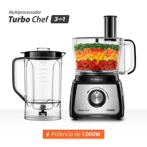 Multiprocessador de alimentos 1.000W 3 em 1 Turbo Chef - MPN-02-BE  110V