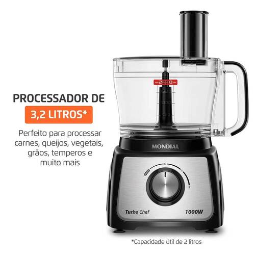 Multiprocessador de alimentos 1.000W 3 em 1 Turbo Chef - MPN-02-BE  110V