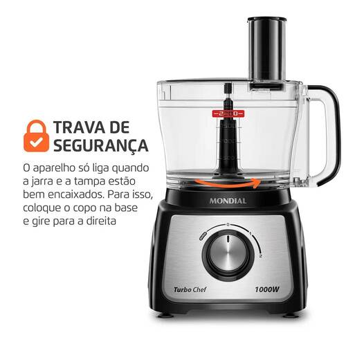 Multiprocessador de alimentos 1.000W 3 em 1 Turbo Chef - MPN-02-BE  110V