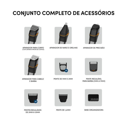 Aparador de pelos e babeador 10 em 1 a prova d'água IPX7 - Multigroom WMG011 110V/220V Aparador de pelos e babeador 10 em 1 a prova d'água IPX7 - Multigroom WMG011 110V/220V
