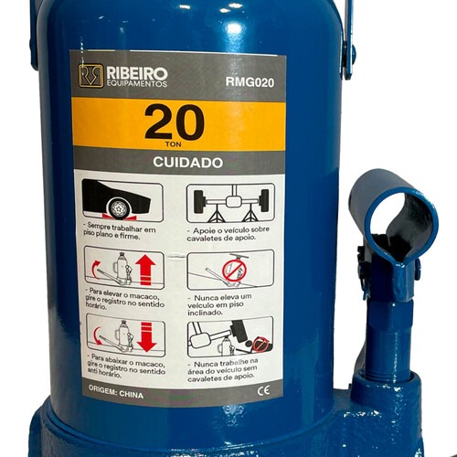 Macaco hidráulico tipo garrafa 20 toneladas azul - RMGI020 Macaco hidráulico tipo garrafa 20 toneladas azul - RMGI020