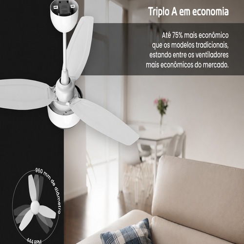 Ventilador de teto 3 pás Inverter com controle bivolt - Ciclo Inverter 110V/220V Ventilador de teto 3 pás Inverter com controle bivolt - Ciclo Inverter 110V/220V
