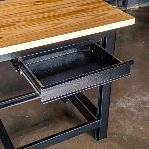 Bancada aberta 1500 x 600 mm com 1 gaveta tampo de madeira pinus - RLL-200