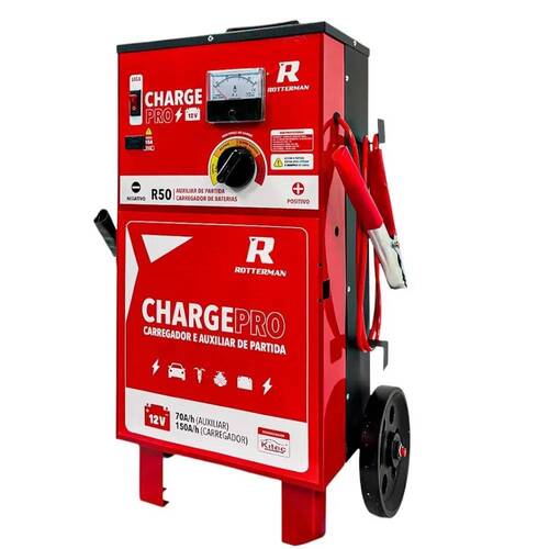 Kit Carregador bateria 12V 50A com auxiliar de partida - Charge PRO + Chave impacto Parafusadeira 21V 2 baterias RCI2135  110V/220V