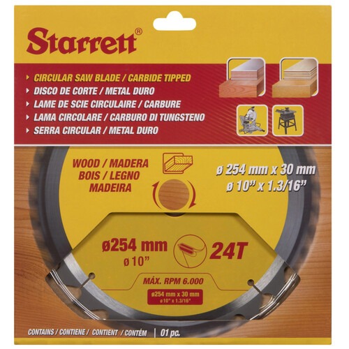 Disco de serra para madeira 254 x 30 mm 24 dentes - CCS254-24DW Disco de serra para madeira 254 x 30 mm 24 dentes - CCS254-24DW