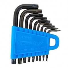 Jogo de chave hexalobular tipo L T7 a T40 com 9 pe�as - 43TX-09
